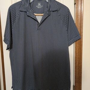 Mizzen + Main Polo Shirt Mens Medium Geometric Print Golf Stretch Performance